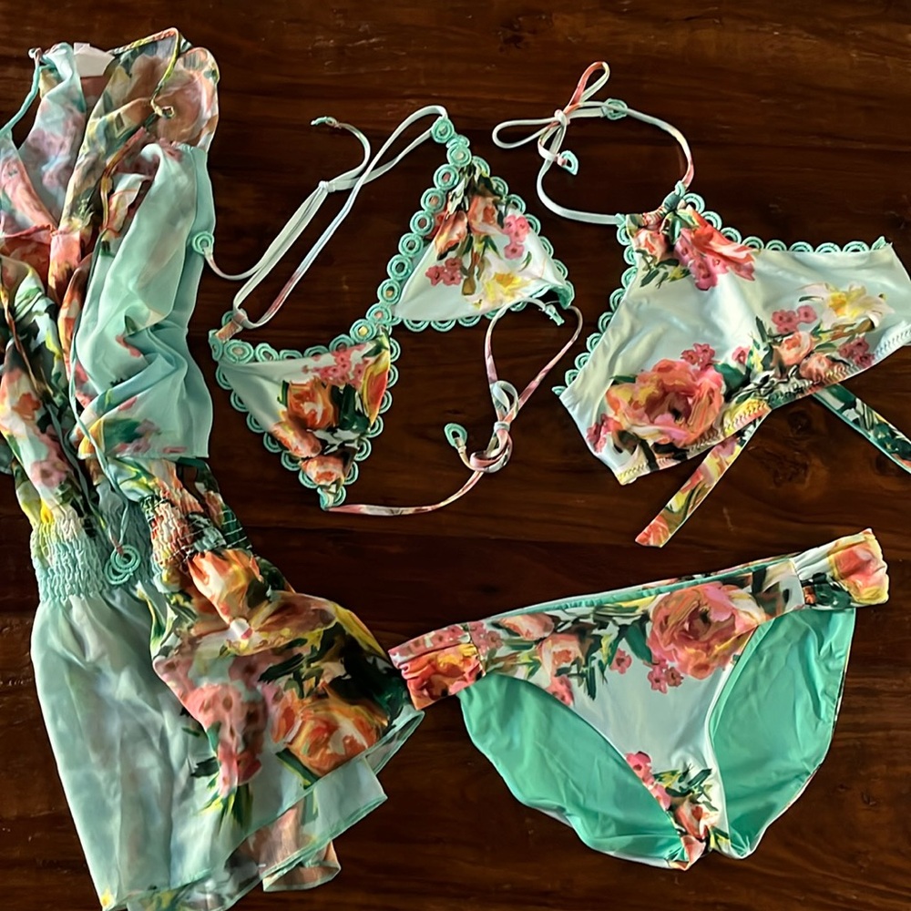 Becca floral bikini with matching coverup